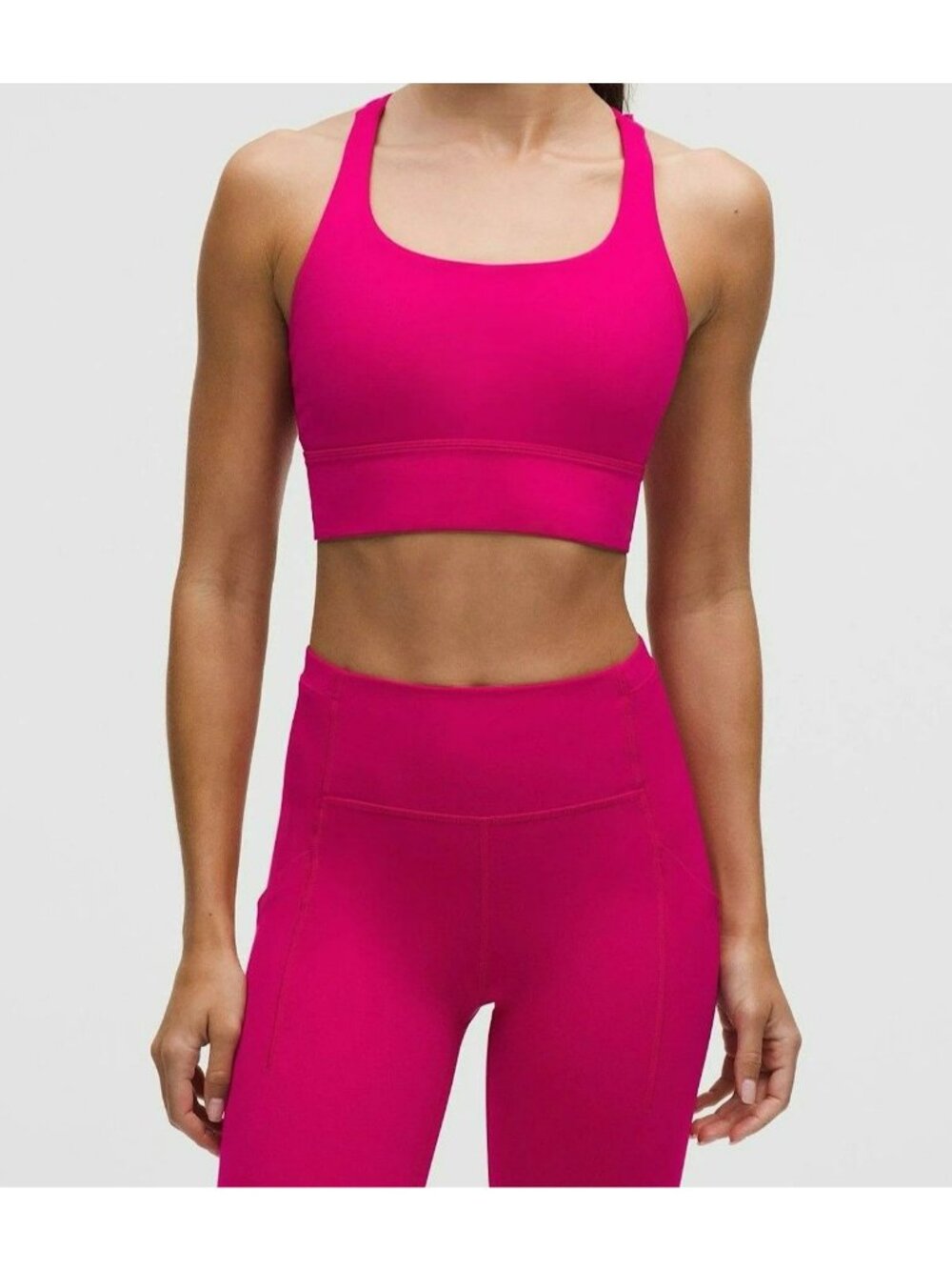 Lululemon Energy Longline Bra Pink 10 B/C Medium Support Crossback Pads Wireless